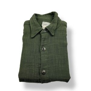 GREG LAUREN Linen Short Sleeve Studio Shirt Green Size 3 Made in USA